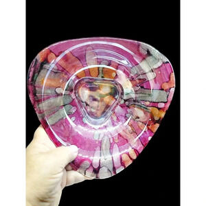 IL Quadrifoglio Hand Decorated Art Glass Pink Glitter Bowl